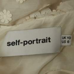 Pre Owned Self-Portrait White Ivy Lace Trim Cotton Shoulder Strap Tiered Maxi Dress M