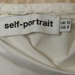 Self Portrait White Guipure Lace Detachable Yoke and Cotton Hudson Top M