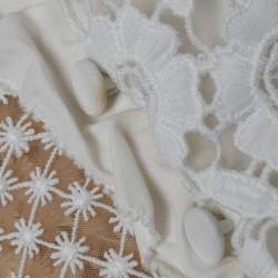 Self Portrait White Guipure Lace Detachable Yoke and Cotton Hudson Top M