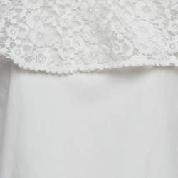 Self Portrait White Guipure Lace Detachable Yoke and Cotton Hudson Top M