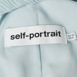 Pre Owned Self-Portrait Light Blue Pleated Chiffon Ruffled Maxi Dress M