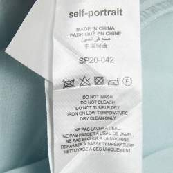 Pre Owned Self-Portrait Light Blue Pleated Chiffon Ruffled Maxi Dress M