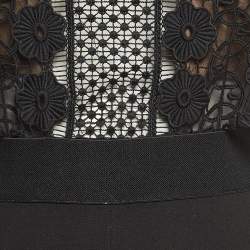 Self-Portrait Black Guipure Lace and Mesh Semi Sheer Jumpsuit M