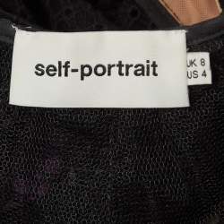 Self-Portrait Black Cotton Blend Peplum Blouse S