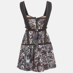Self-Portrait Multicolor Floral Jacquard Cutout Detail Mini Dress M