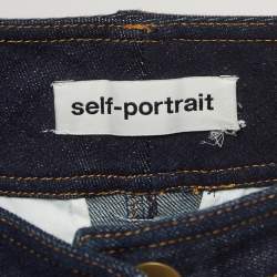 Pre Owned Self-Portrait Dark Blue Denim High Waist Flounced Shorts S