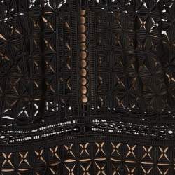 Self-Portrait Black Geometric Pattern Lace Ruffled Mini Dress S