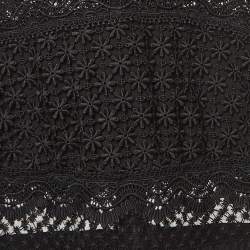 Pre Owned Self-Portrait Black Bellis Lace and Crepe Ruffled Mini Dress S