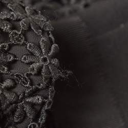 Pre Owned Self-Portrait Black Bellis Lace and Crepe Ruffled Mini Dress S