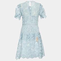 Self-Portrait Blue Floral Lace Midi Dress M