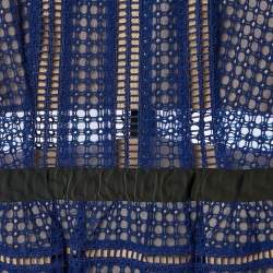 Pre Owned Self-Portrait Royal Blue Lace & Tulle Knee Length Dress S