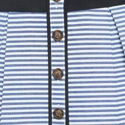 Pre Owned Self-Portrait Blue & White Cotton Stripe Shirting Tie Detail Top M