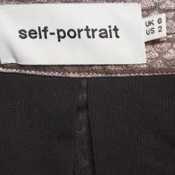 Self-Portrait Pink Textured Lame Pleated Midi Skirt S