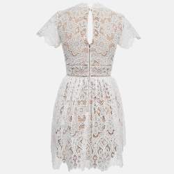 Self-Portrait White Floral Guipure Lace Mini Dress S