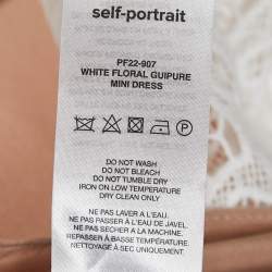 Self-Portrait White Floral Guipure Lace Mini Dress S