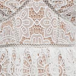 Self-Portrait White Floral Guipure Lace Mini Dress S