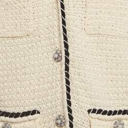 Self-Portrait Cream Sequin Knit Skirt and Cardigan Set L