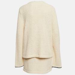 Self-Portrait Cream Sequin Knit Skirt and Cardigan Set L