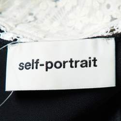 Pre Owned Self-Portrait White Embroidered Lace & Crepe Mini Dress M