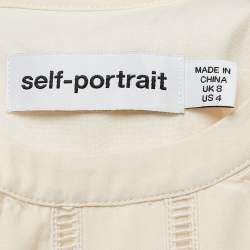 Pre Owned Self-Portrait Cream Crepe Scallop Sleeveless Midi Dress S