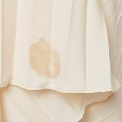 Pre Owned Self-Portrait Cream Crepe Scallop Sleeveless Midi Dress S