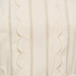 Pre Owned Self-Portrait Cream Crepe Scallop Sleeveless Midi Dress S