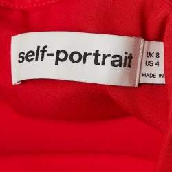 Pre Owned Self-Portrait Red Crystal Bow Crepe Mini Dress S