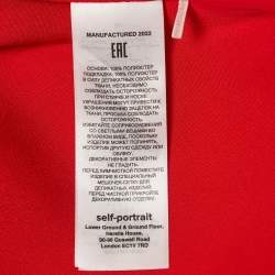 Pre Owned Self-Portrait Red Crystal Bow Crepe Mini Dress S