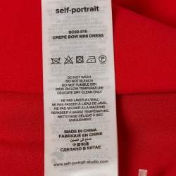 Pre Owned Self-Portrait Red Crystal Bow Crepe Mini Dress S
