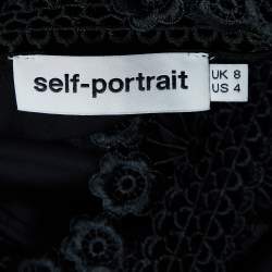 Self-Portrait Black Crepe & Lace Off-Shoulder Top S