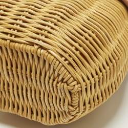 مملوكة مسبقًا Self-Portrait Bow Brown/Cream Leather and Rattan Basket Bag