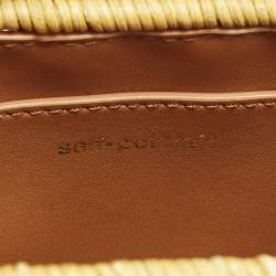 مملوكة مسبقًا Self-Portrait Bow Brown/Cream Leather and Rattan Basket Bag