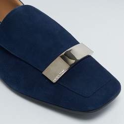 Pre Owned Sergio Rossi Navy Blue Suede Sr1 Loafers Size 41