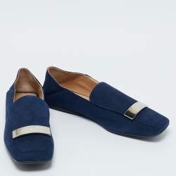 Pre Owned Sergio Rossi Navy Blue Suede Sr1 Loafers Size 41