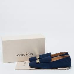 Pre Owned Sergio Rossi Navy Blue Suede Sr1 Loafers Size 41