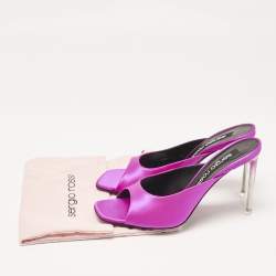 Sergio Rossi Magenta Satin Slide Sandals Size 40