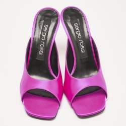 Sergio Rossi Magenta Satin Slide Sandals Size 40