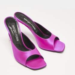 Sergio Rossi Magenta Satin Slide Sandals Size 40