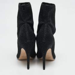 Sergio Rossi Black Lurex Fabric Sock Ankle Length Boots Size 39