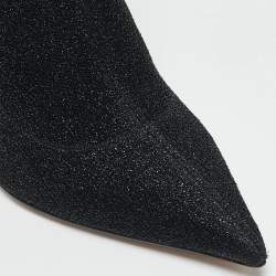 Sergio Rossi Black Lurex Fabric Sock Ankle Length Boots Size 39