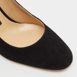 Pre Owned Sergio Rossi Black Suede Studded Block Heel Pumps Size 36