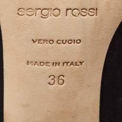 Pre Owned Sergio Rossi Black Suede Studded Block Heel Pumps Size 36