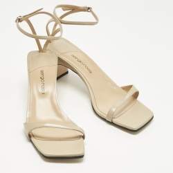 مملوكة مسبقًا صندل سيرجيو روسي سيور كاحل جلد بيج جرازي مقاس 40