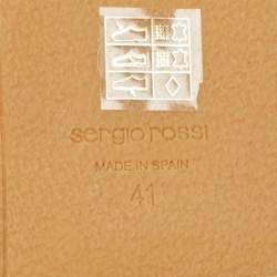 Pre Owned Sergio Rossi Beige/Black Raffia and Leather Kauai Espadrille Sandals Size 41