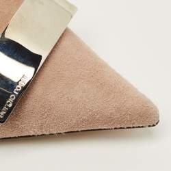 Pre Owned حذاء سلايد سيرجيو روسي مقدمة مدببة نعل سميك خشبي سويدي بني مقاس 38