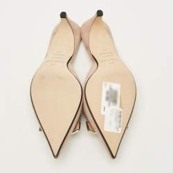 Pre Owned حذاء سلايد سيرجيو روسي مقدمة مدببة نعل سميك خشبي سويدي بني مقاس 38