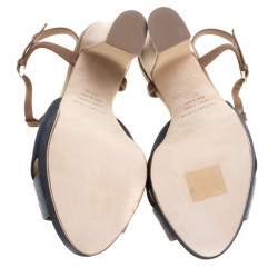 Pre Owned صندل سيرجيو روسي دينيم وجلد بني/أزرق نعل سميك مقاس 39.5