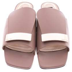 Pre Owned Sergio Rossi Beige Leather SR1 Flat Mules Size 38.5