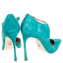 Pre Owned Sergio Rossi Aqua Blue Suede Mary Jane Ankle Strap Pumps Size 40