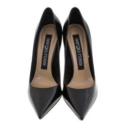 مملوكة مسبقًا Sergio Rossi Black Patent Leather Pointed Toe Pumps Size 37